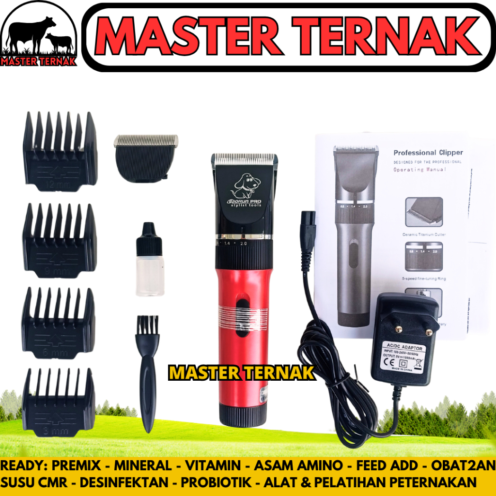 BAORUN P6 MERAH - Alat Cukur Hewan Elektrik untuk Bulu Domba - Mesin Cukur Domba Anjing Kucing Kambi