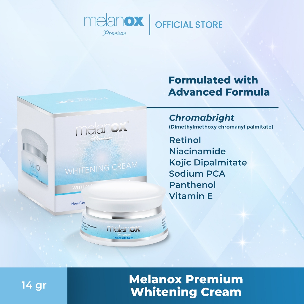 Melanox Premium Whitening Cream 14gr Cream Pemutih Wajah Mengandung Niacinamide Pathenol Retinol Men