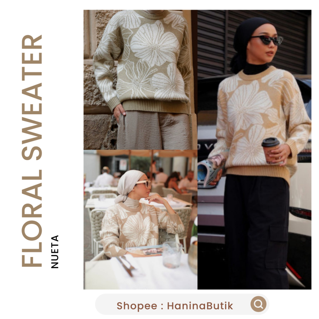 (𝗦𝗜𝗔𝗣 𝗞𝗜𝗥𝗜𝗠) FLORAL SWEATER by NUETA | SWEATER WANITA NUETA