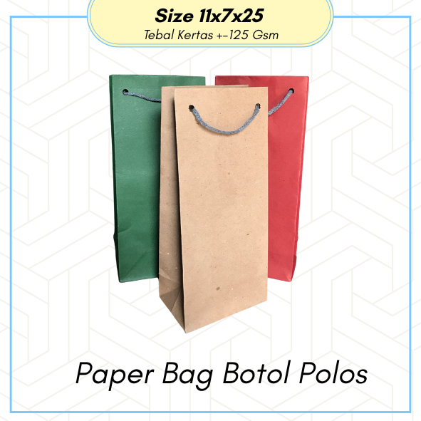 

PAPER BAG BOTOL POLOS UKURAN 11x7x25 / PAPERBAG HAJATAN / TAS KERTAS SOVENIR MY BOTTLE/ GOODIE BAG / PAPERBAG MURAH