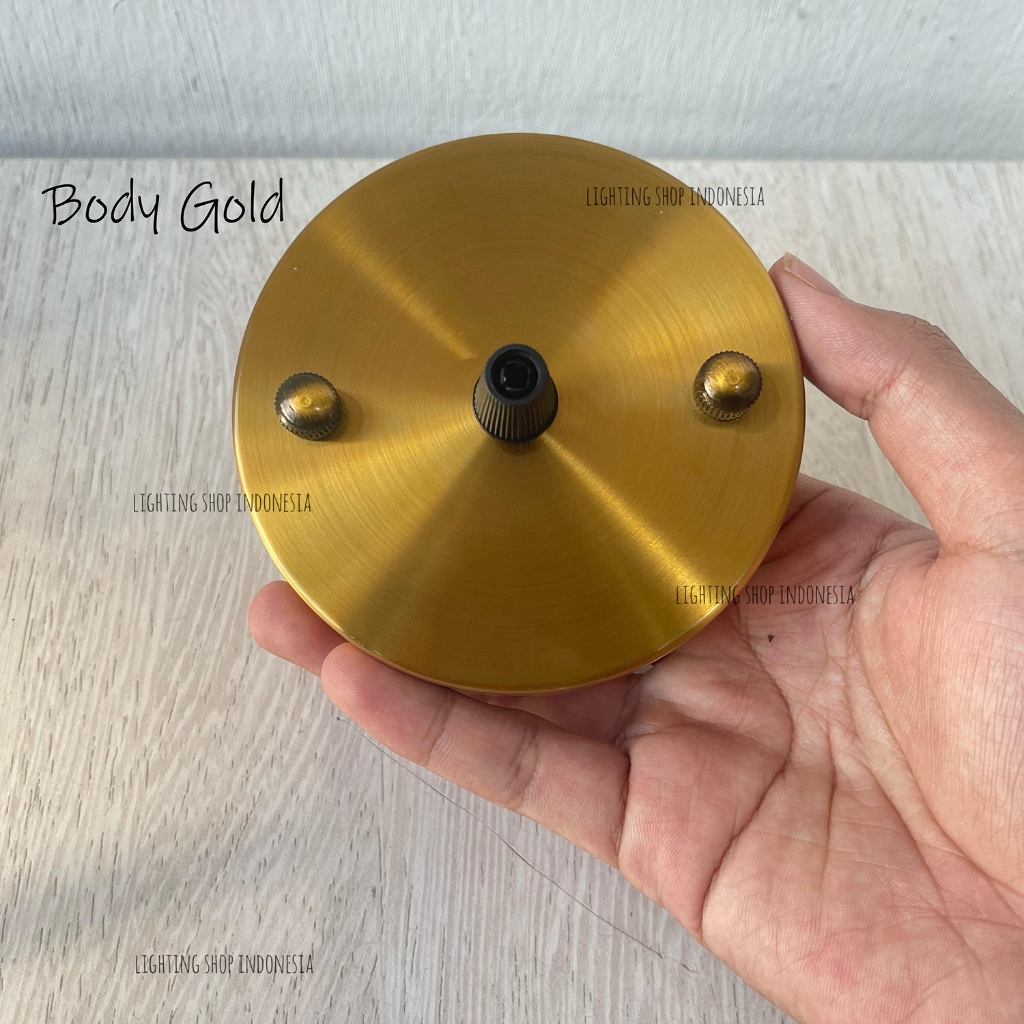 kop (dop) base plafon untuk lampu gantung 1 lampu warna gold tembaga