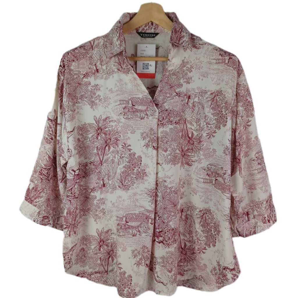 BLOUSE JUMBO 5XL LD130 120 110 atasan rayon krah v kemeja