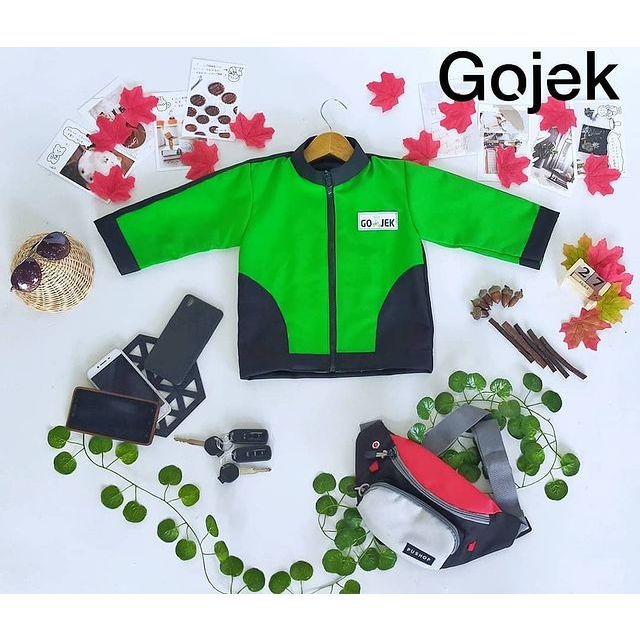 Azzafran – Jaket Kostum Gojek Anak Full Resleting, untuk Karnaval, Acara Sekolah & Foto Studio