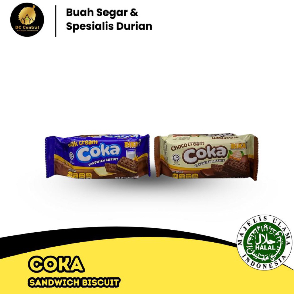 

BIKA COKA CHOCO CREAM/MILK CREAM SANDWICH BISKUIT 72g