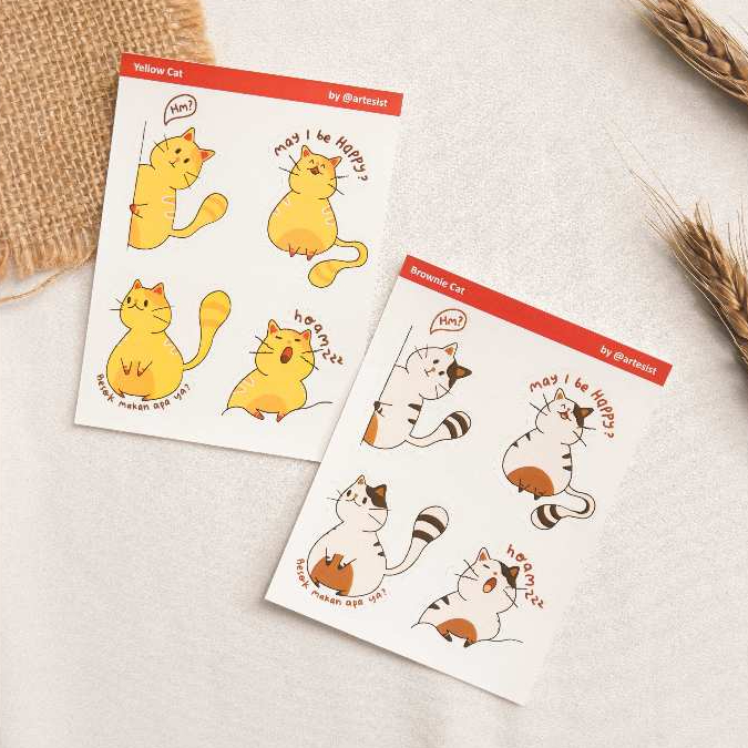 

ARTESIST - Cat Series Sticker Sheet / Aesthetic Sticker / Cute Sticker / Vinyl Sticker / Waterproof Sticker / Jurnal Sticker / Stiker Lucu / Stiker Estetik / Dekorasi