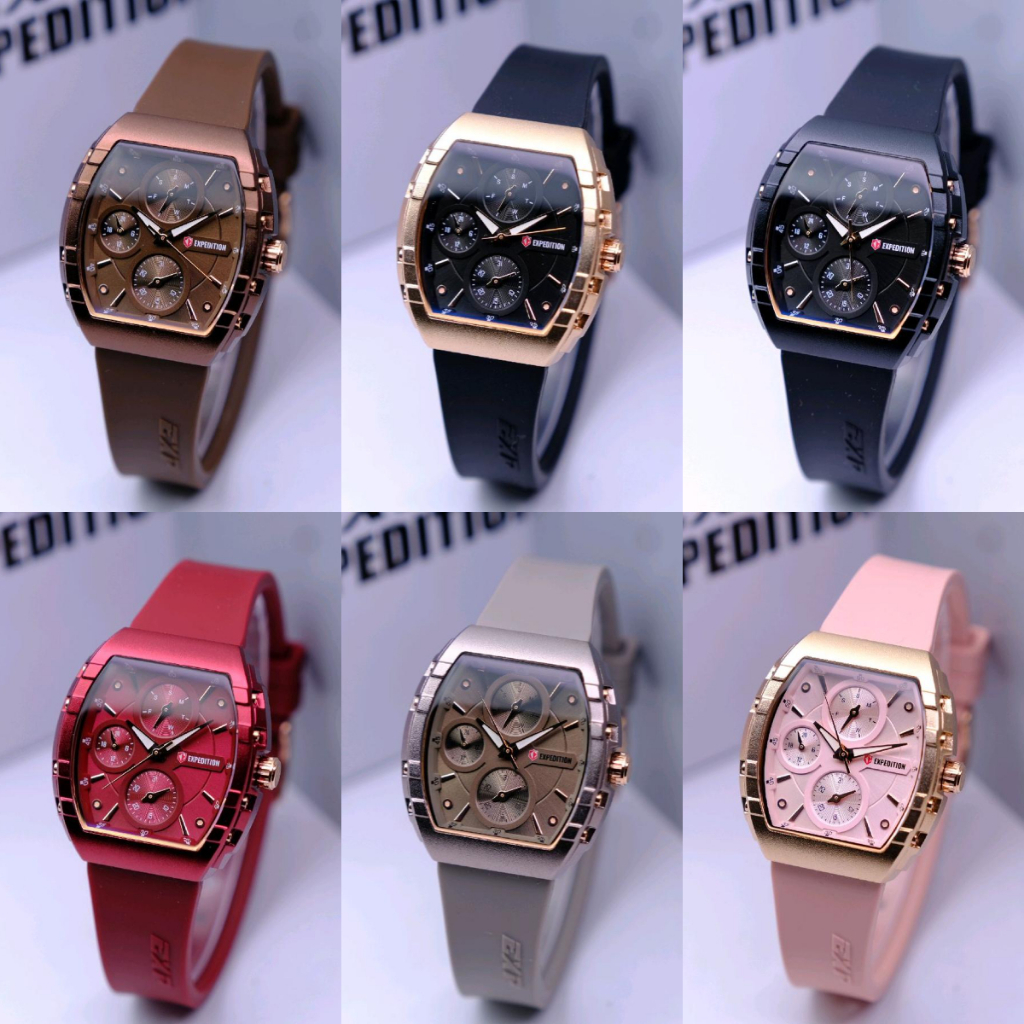 Jam Tangan Wanita Expedition E6782 / EXP 6782 Original Garansi Resmi 1 Tahun - Tali Rubber
