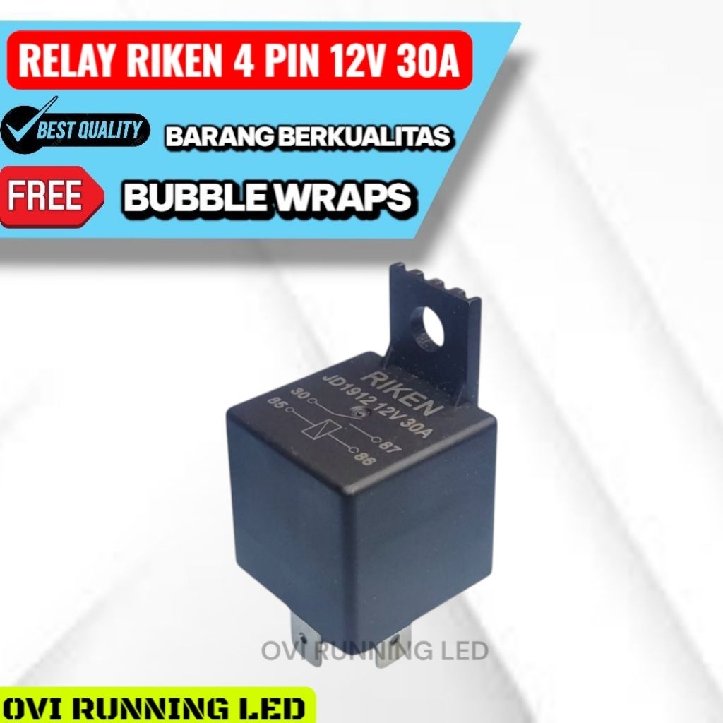 Relay Riken JD 1912 12V - 30A 4 KAKI/ Relay DC 12V - 30A 4 pin