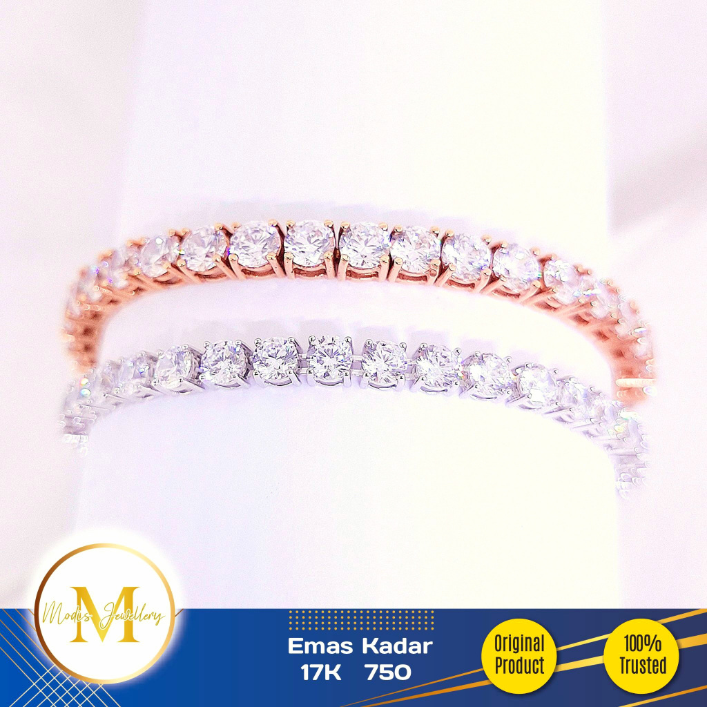 MODIS JEWELLERY - Gelang Listring Besar Putih Rosegold - Emas 17k  750