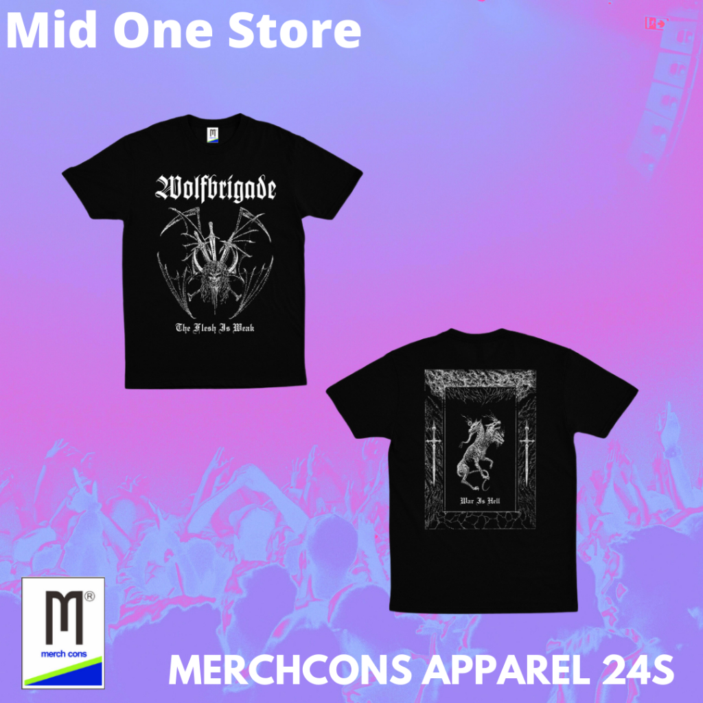 MW34 / KAOS BAND WOLFBRIGADE TAG MERCHCONS SIZE LUAR / KAOS MUSIK DISTRO