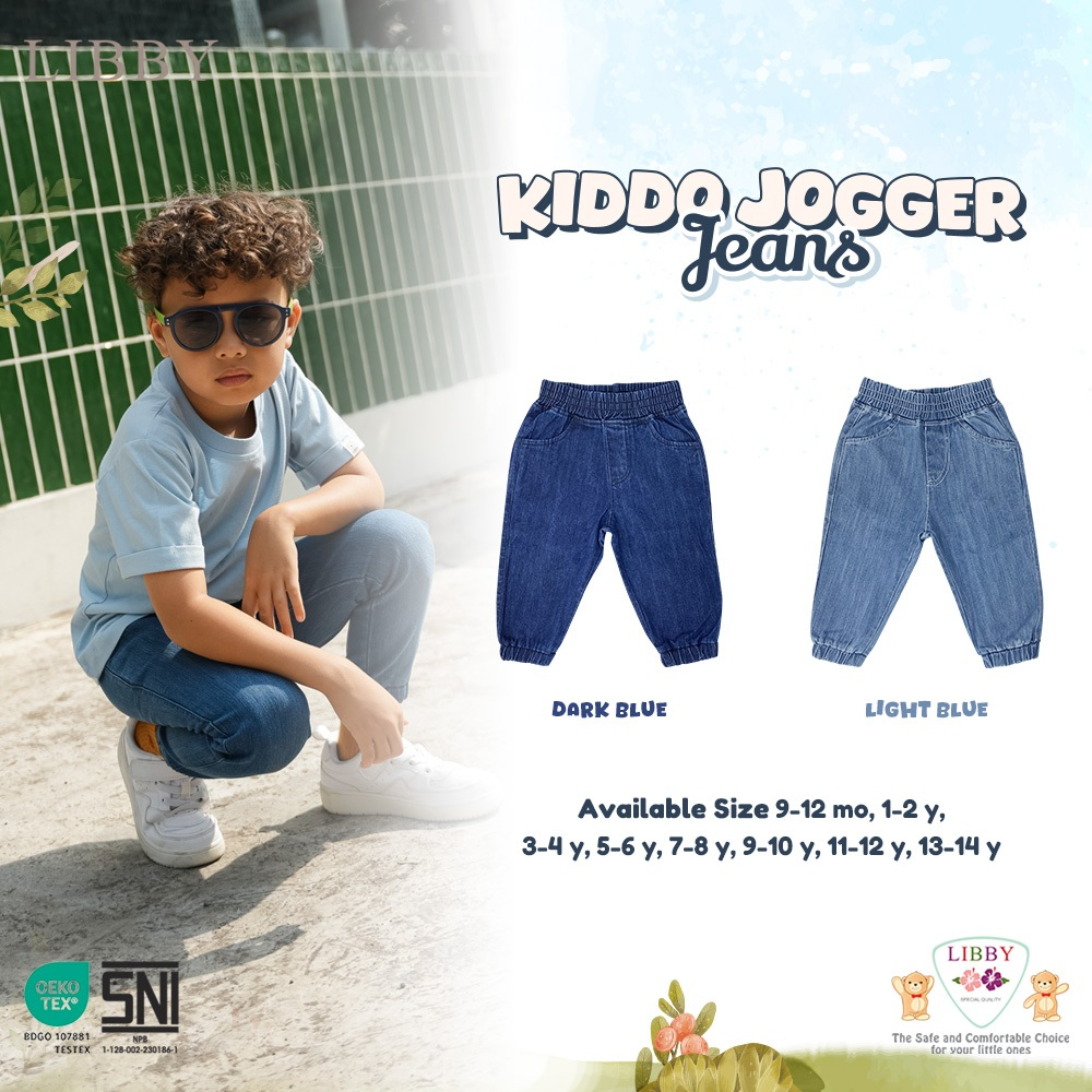 LIBBY Earth Celana Panjang Jeans Polos Bayi & Anak Laki-laki Perempuan Kiddo Jeans Panjang Unisex Us