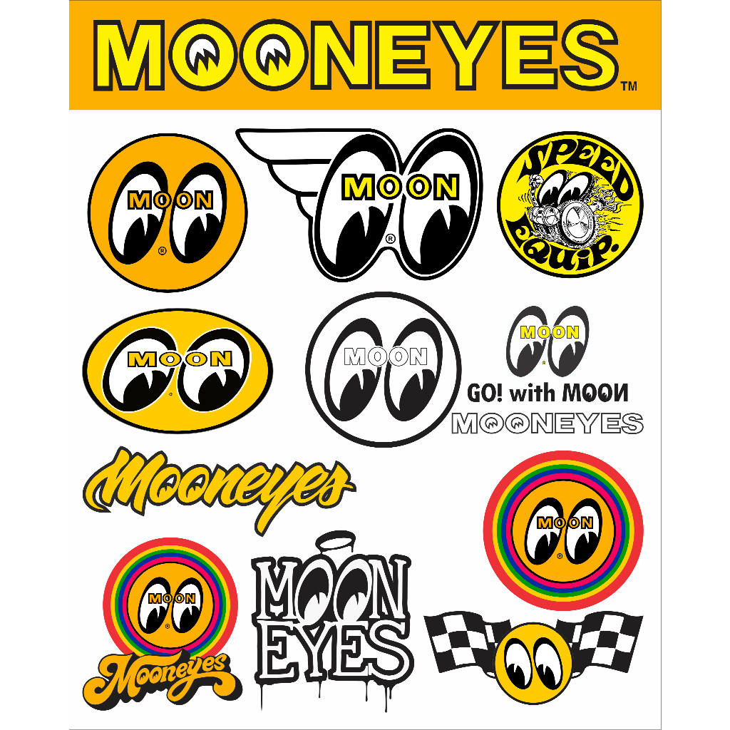 Sticker Pack Mooneyes Waterproof – Aesthetic untuk Laptop, Motor & Helm
