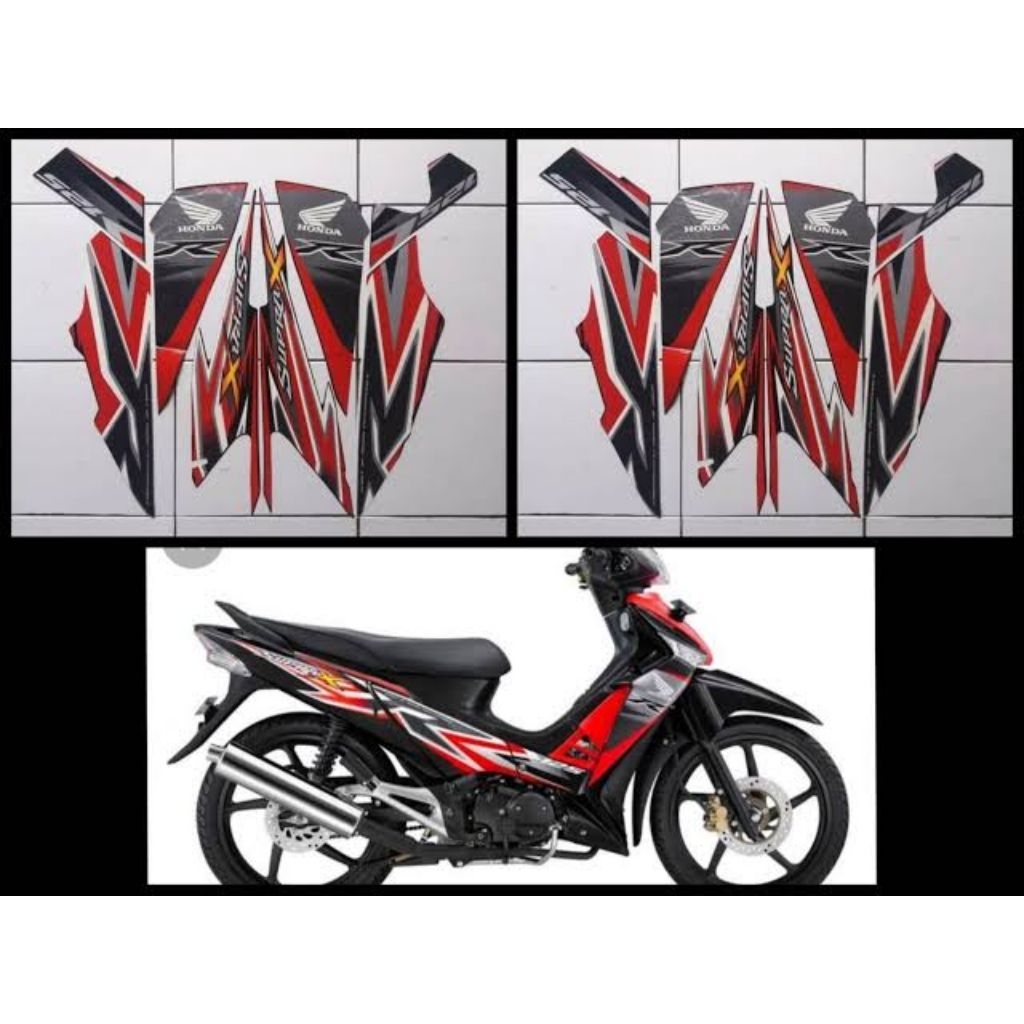 Striping Lis Sticker Decal standar Original Honda Supra X 125R 2012 Merah Hitam Sticker Supra x 125 