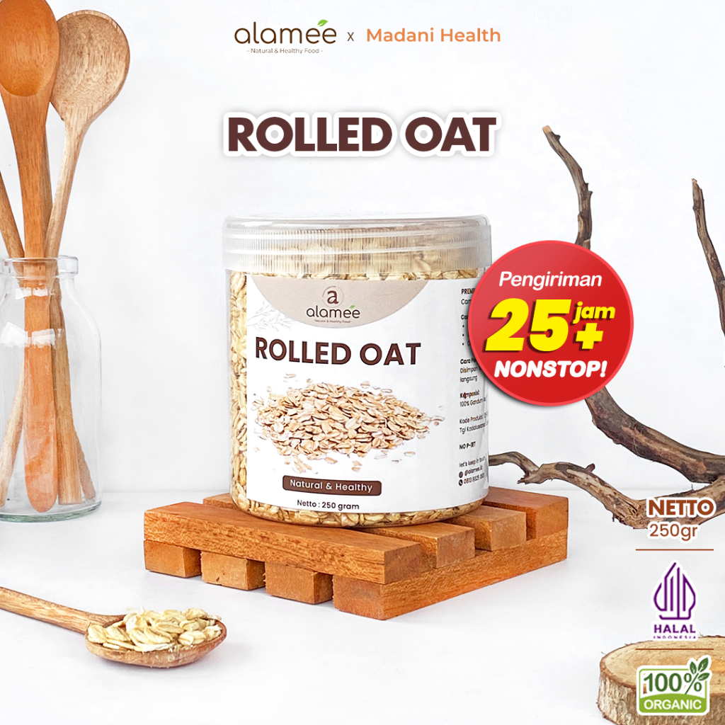

ALAMEE Rolled Oat Gandum Utuh Kasar oatmeal wholegrain Natural Premium Alami Oatmeal Instan 250gr
