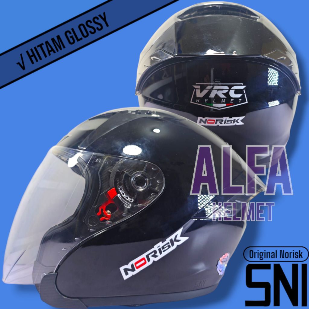 VRC || Helm Vrc Norisk Original / Helm Vrc Half Face Norisk || HITAM GLOSSY