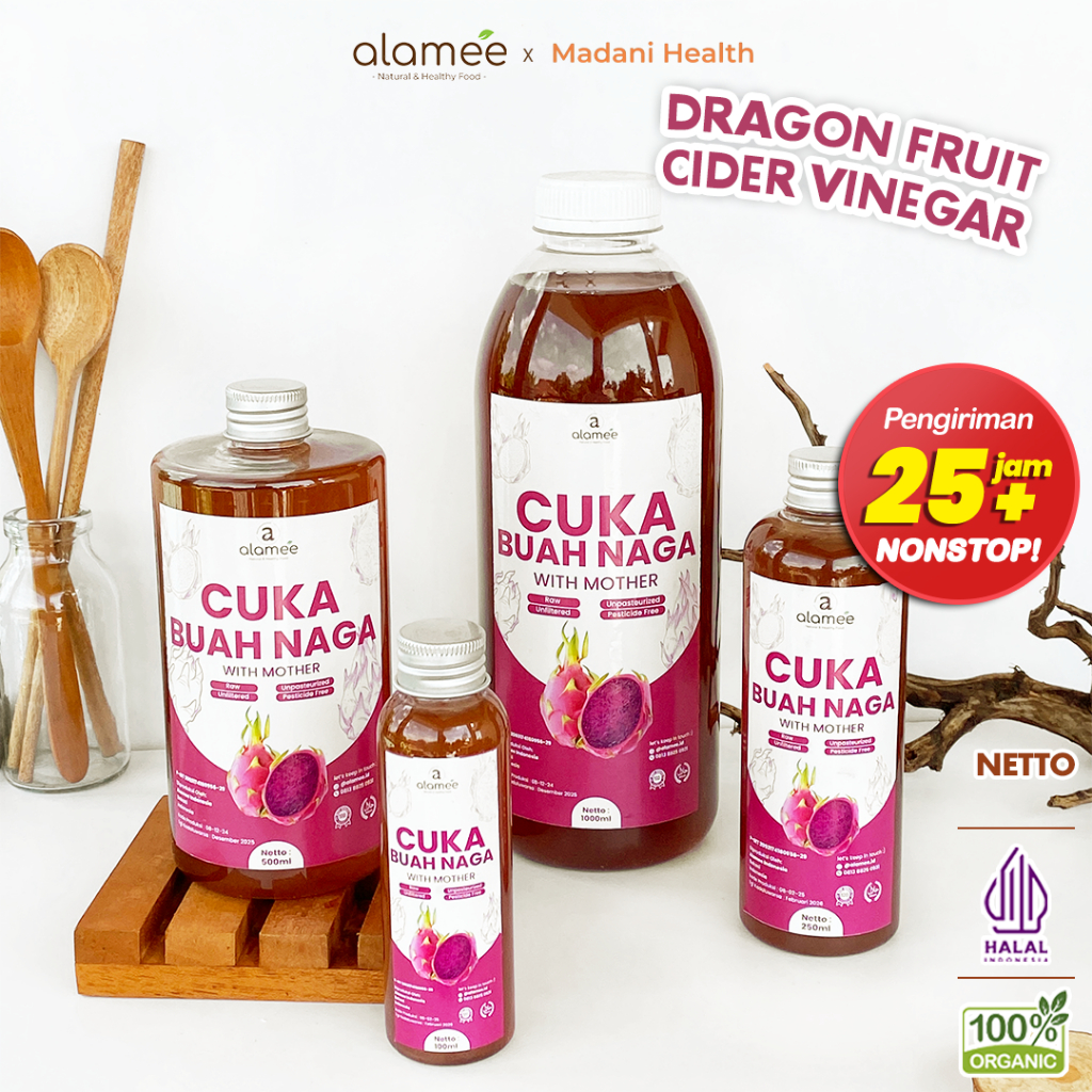 

ALAMEE Cuka Buah Naga Organik Original Dragon Fruit Cider Vinegar With Mother Fermentasi Probiotik