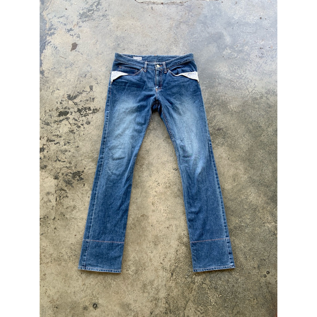 Final Home Blue Flower Leg Denim Pants
