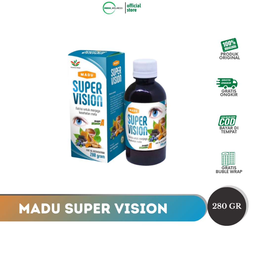 

MADU SUPER VISION - madu herbal untuk mata dengan ekstrak bilberry & wortel | bantu jaga kesehatan mata | original | bisa cod | aman dikonsumsi harian