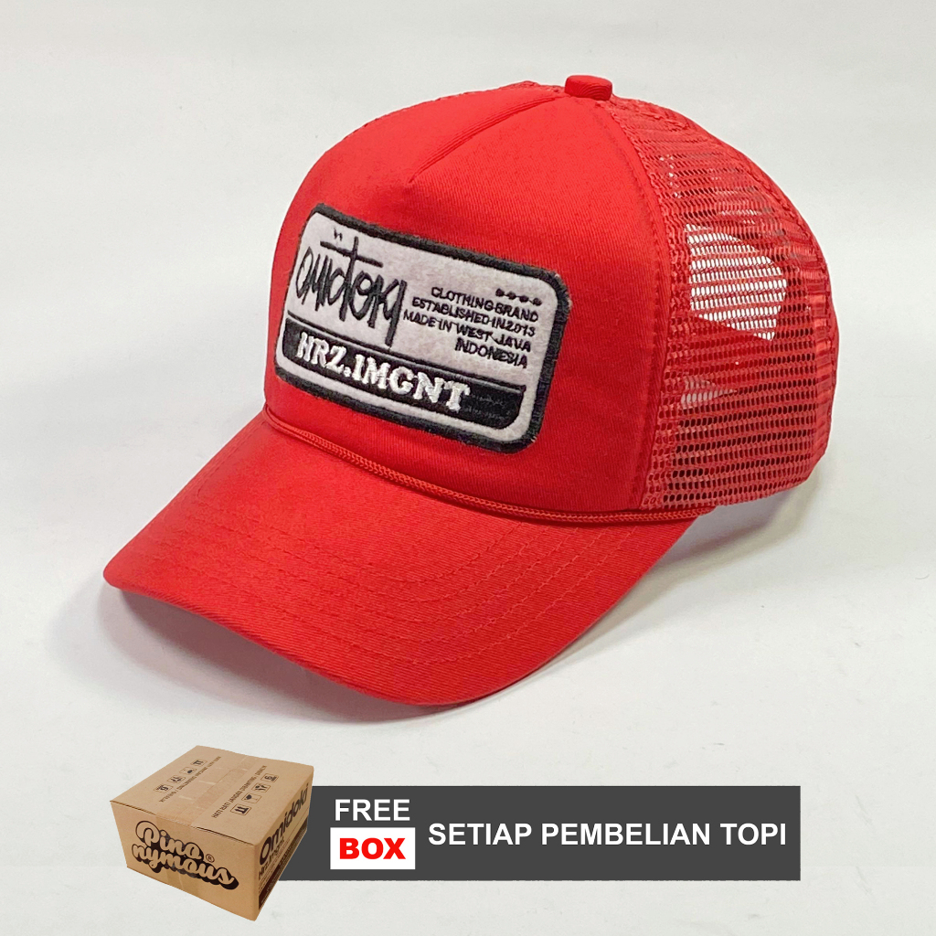 TOPI TRUCKER HAT OMIDOKI TOPI PRIA JARING DISTRO ORIGINAL MERAH / TRUCKER HAT