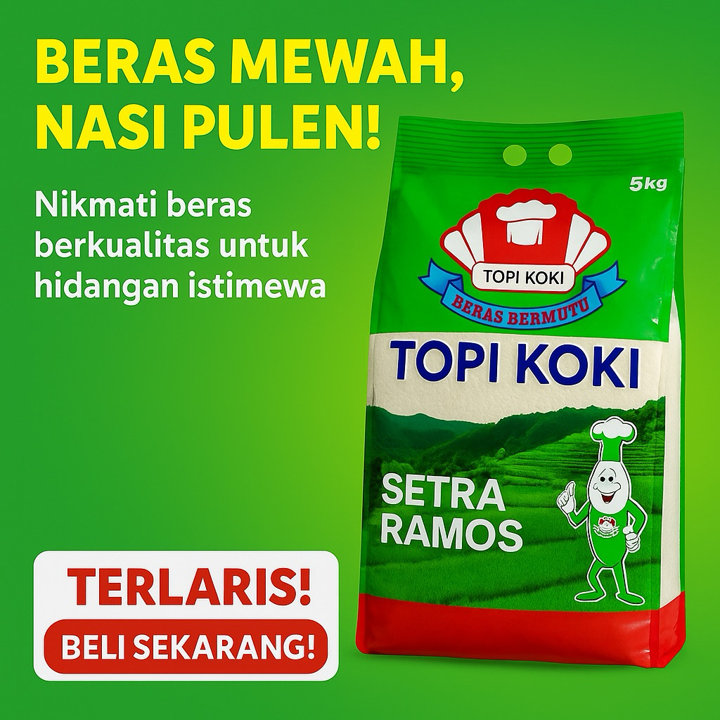 

Topi Koki Beras Setra Ramos 5kg – Pulen, Wangi, Berkualitas!