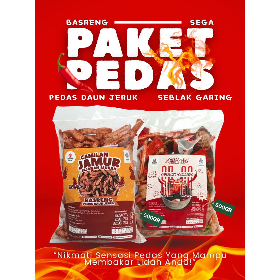 

PAKET PEDAS TERLARIS Basreng & Seblak Pedas Kemasan Besar | Snack Pedas Rumahan PENGIRIMAN CEPAT