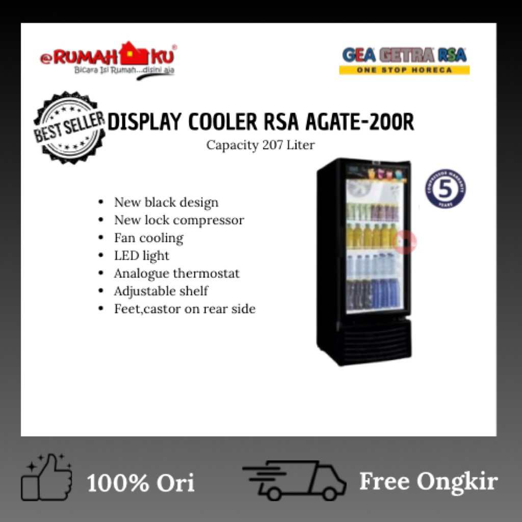 RSA SHOWCASE AGATE-200R/SHOWCASE RSA KAPASITAS 207LITER /RSA SHOWCASE AGATE 3 RAK/SHOWCASE RSA BLACK