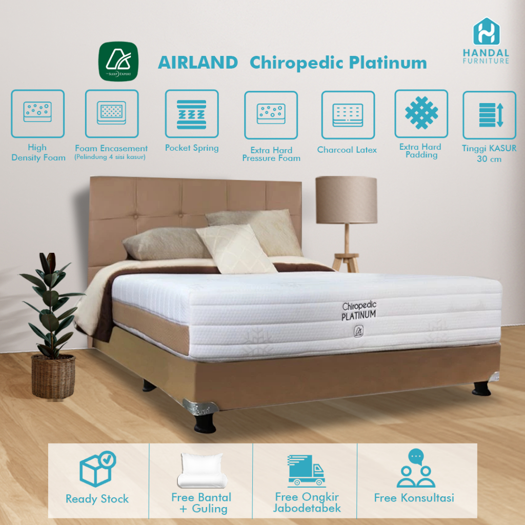 Kasur Springbed Airland Chiropedic Platinum Pocket Latex Anti Guncang Anti bakteri Kasur Kesehatan O