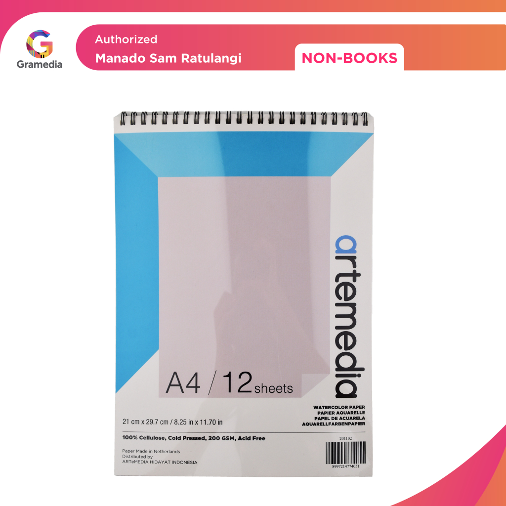 

Gramedia Manado-Artmedia A4 Watercolour Book 200gsm 12 sheet