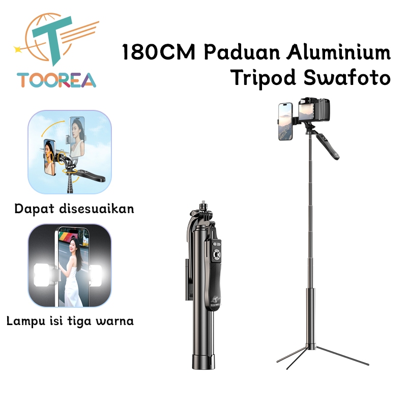 TOOREA U99 180CM Multifungsi Tongsis Tripod Bluetooth Selfie Stick HP Holder Aluminium Tripod Stand 