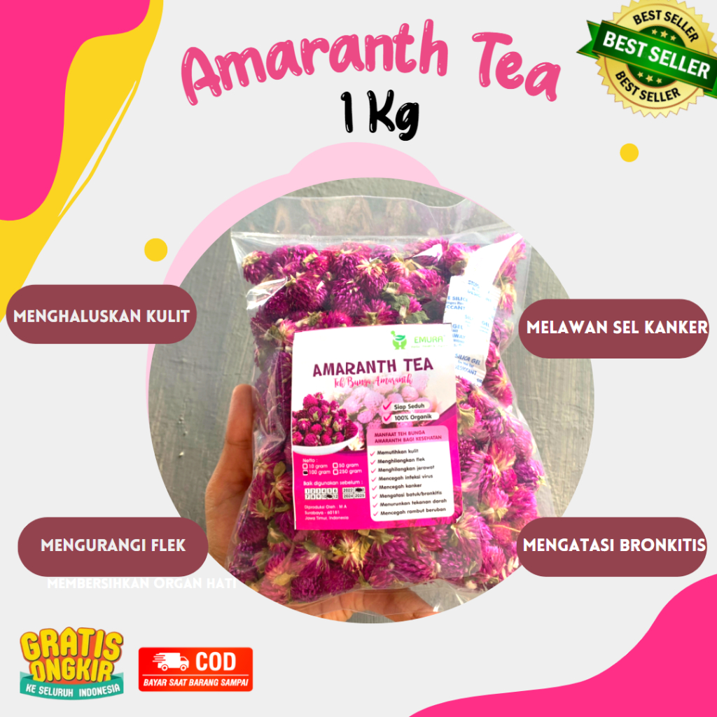 

TEH BUNGA GLOBE AMARANTH TEA ORGANIC PREMIUM / BUNGA AMARANT / BUNGA KELO[PAK UNGU
