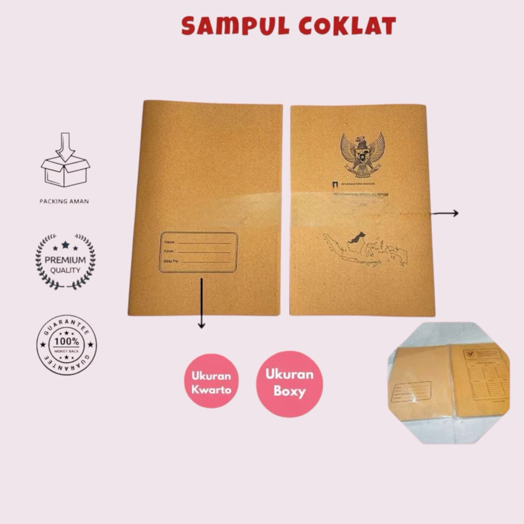 

Sampul Buku Warna Coklat Polos dan Nama Ukuran Boxy dan Kwarto 1pack (isi 20 Lembar) Cod
