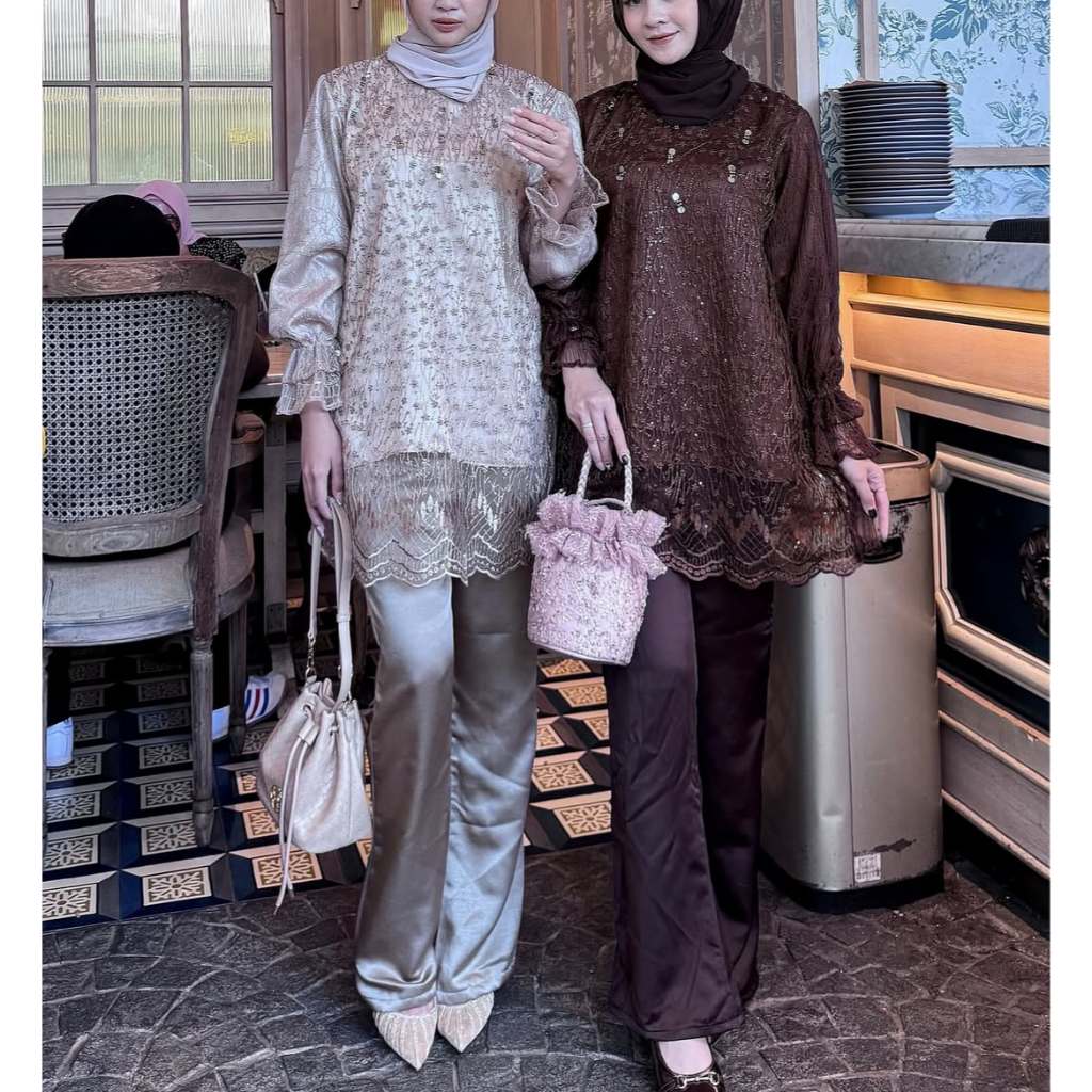 DAYANA ONESET SILK MIX BRUKAT PREMIUM BAJU KONDANGAN WANITA TERBARU DRESS MUSLIM PESTA BRIDESMAID DR
