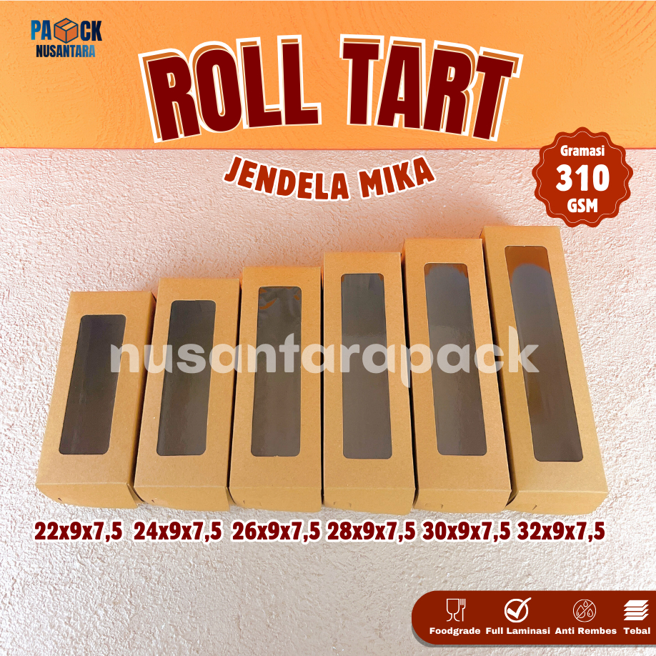 

Box Roll Tart Kraft Window Laminasi Kotak Makanan Kue Bolu Gulung Bomboloni 22 24 26 28 30 32 cm