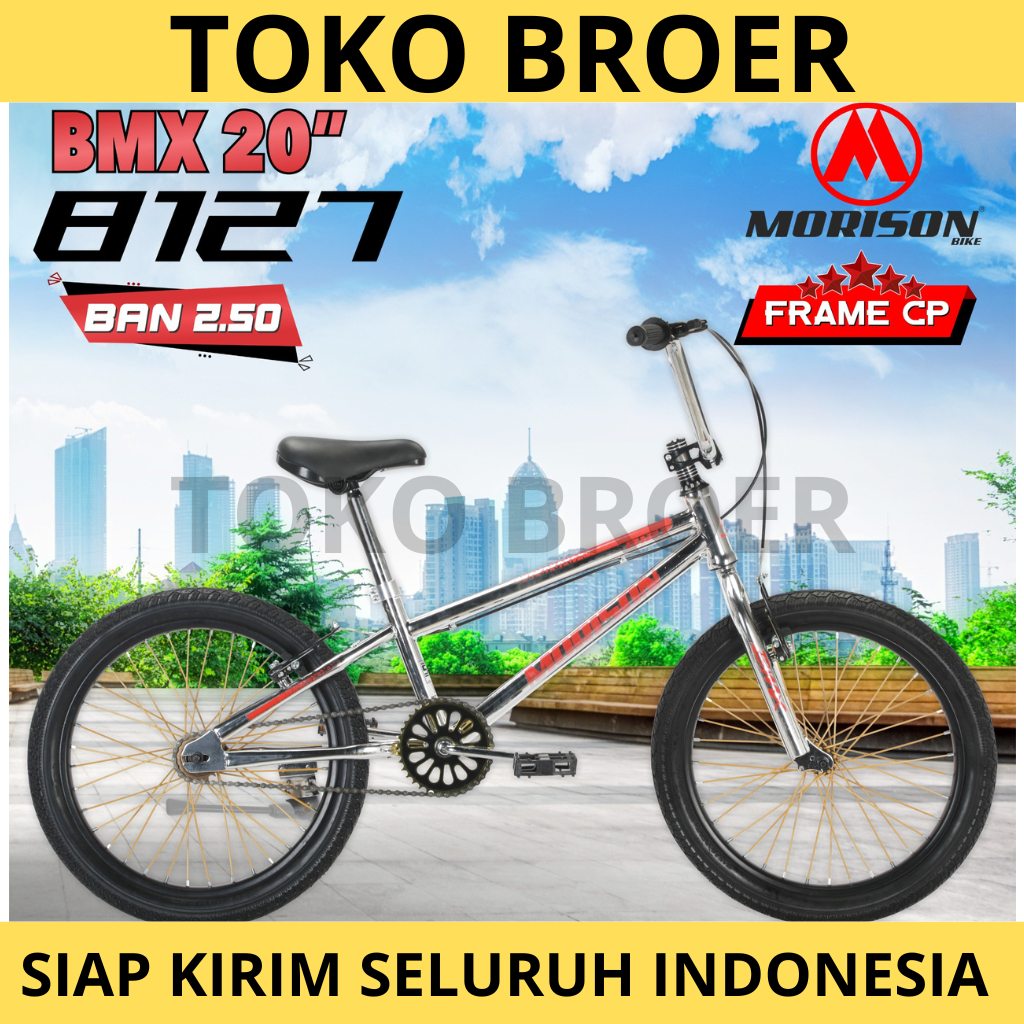 Sepeda Anak Laki BMX MORISON 8127 Ukuran 20 Inch Frame Chrome CP Usia 8-12 Tahun