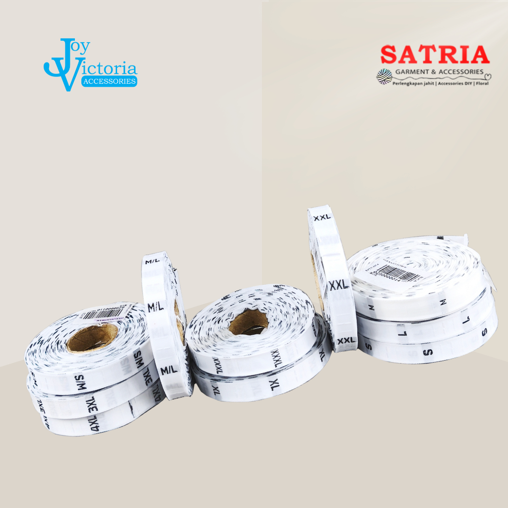 Label Size Bordir Putih S M L XL /Label Size Baju /Size Rajut