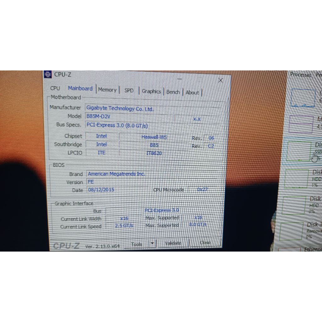 Mobo Gigabyte b85m normal + ram 4gb +2gb