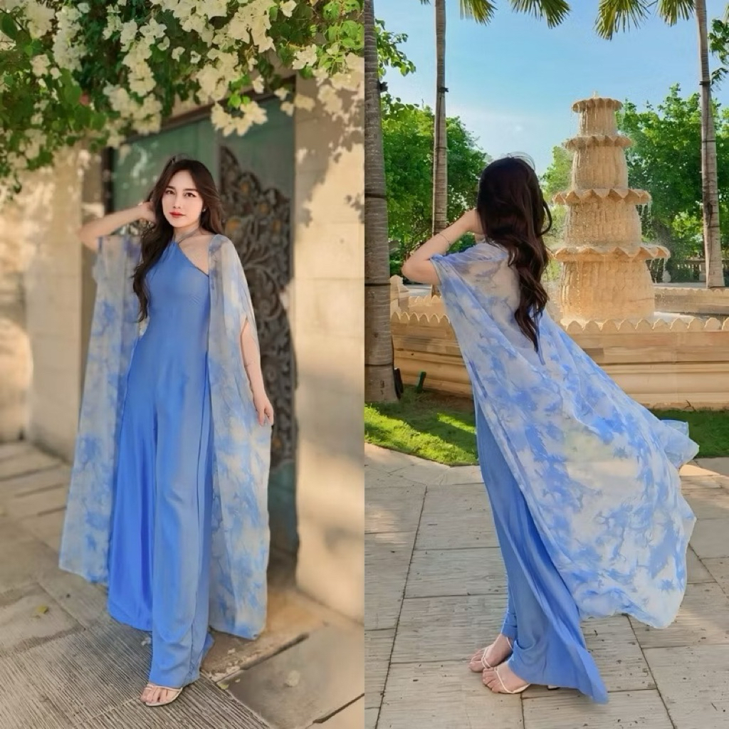 baju pantai set jumpsuit outer pakaian wanita set