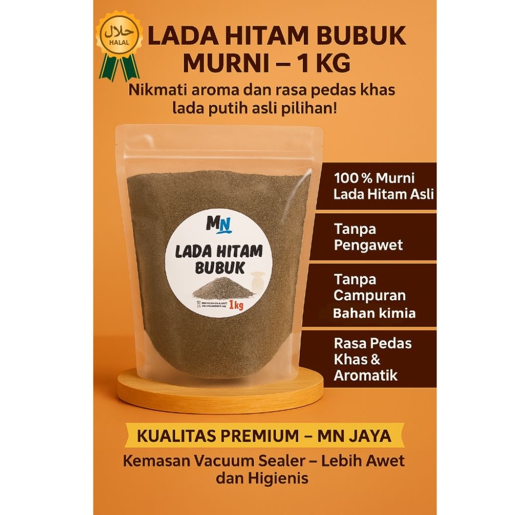 

[100% MURNI] LADA HITAM BUBUK 1KG | Tanpa MSG, Tanpa Ribet, Siap Saji!