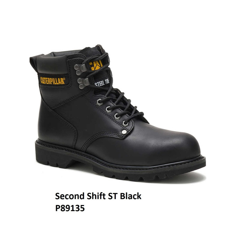 Sepatu Safety Pria Caterpillar Original Second Shift ST Black