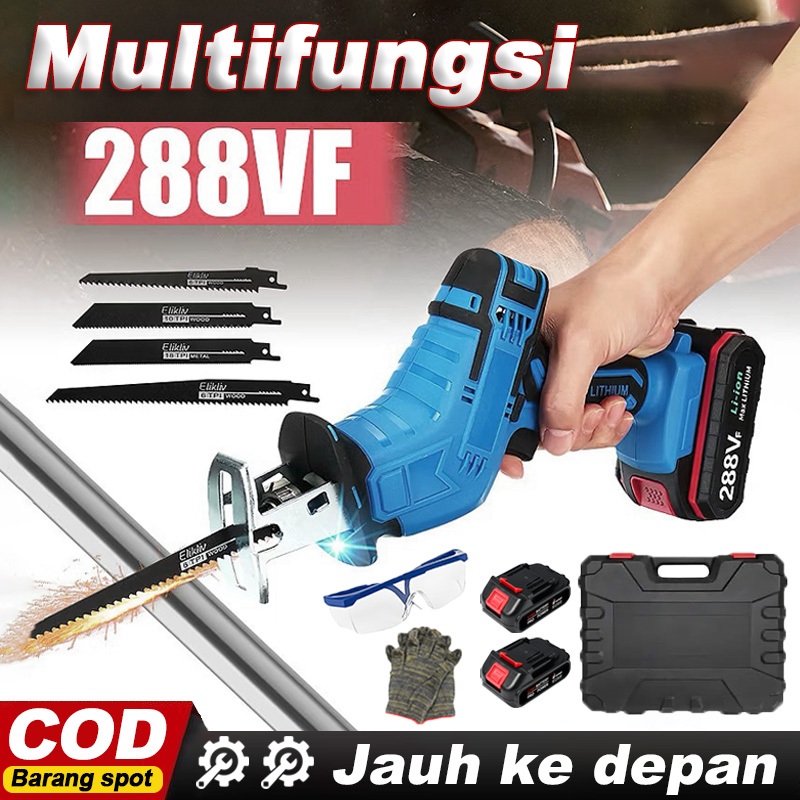 EFFORT Gergaji mesin mini multifungsi Reciprocating saw Gergaji Baterai Pemotong Listrik Kayu Logam 
