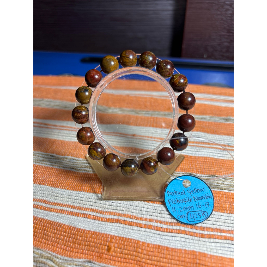 Gelang Natural Yellow Pietersite Namibia 11,2mm size 16-17cm