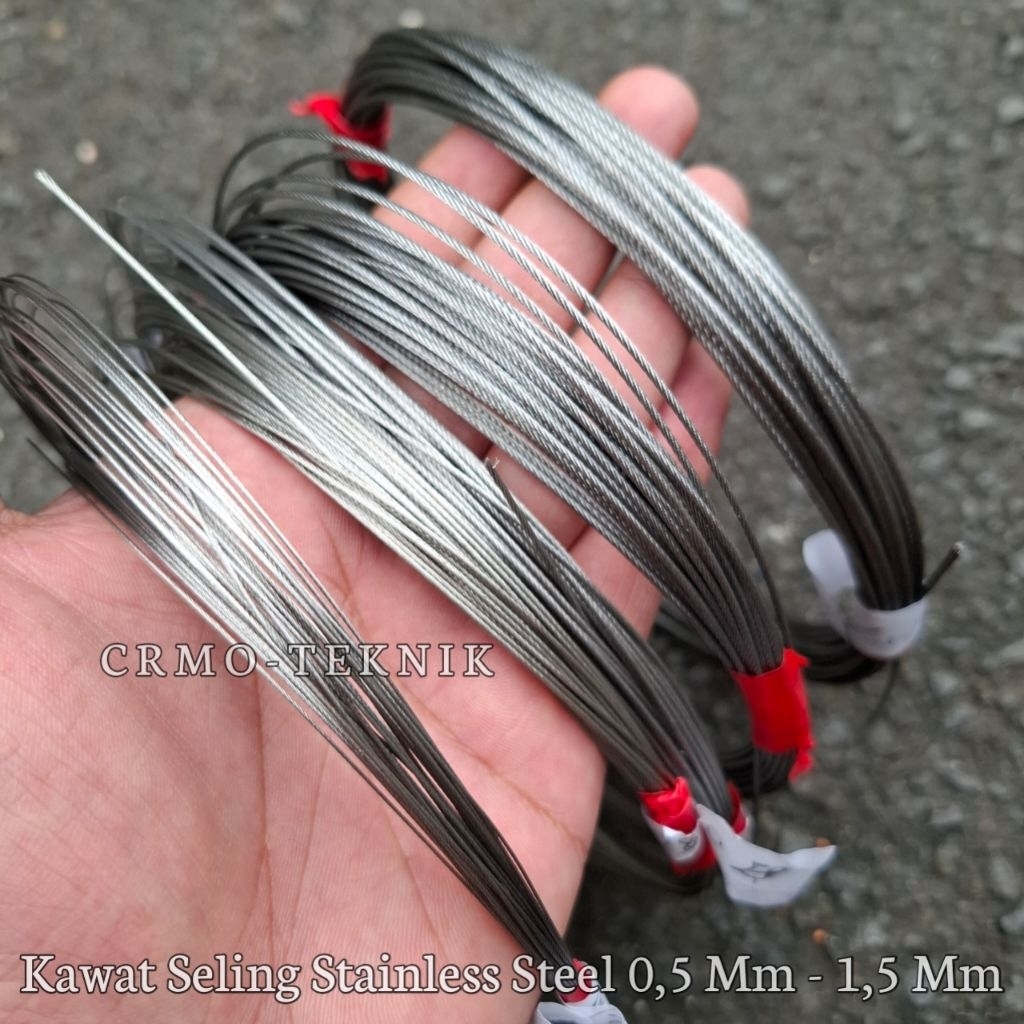 Kawat Sling Stainless Steel 0,5 mm 0,8 mm 1 mm 1,2 mm 1,5 mm 2 mm 3 mm Seling Wire Stenlis stenles