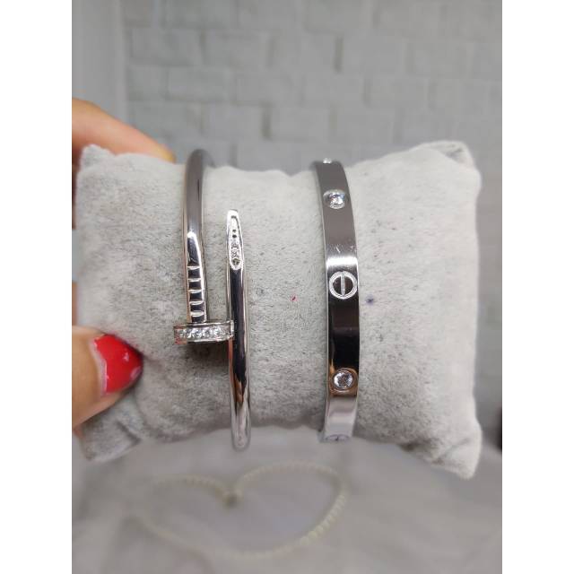 Gelang Bangle Slim Dan Gelang Paku Titanium anti luntur / Gelang Paku Titanium
