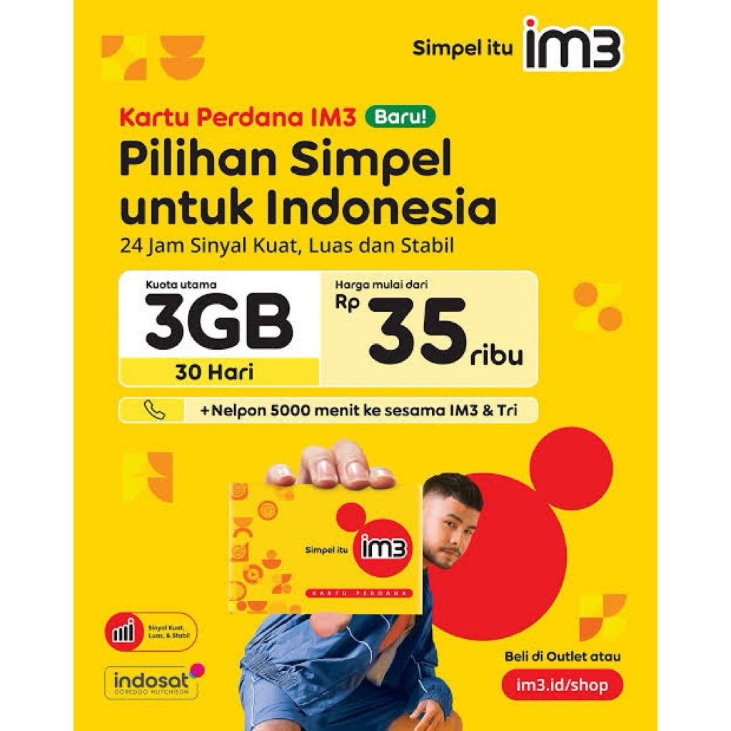BARU Kartu perdana INDOSAT OOREDO 3GB 30hari NASIONAL SEGEL FRESH