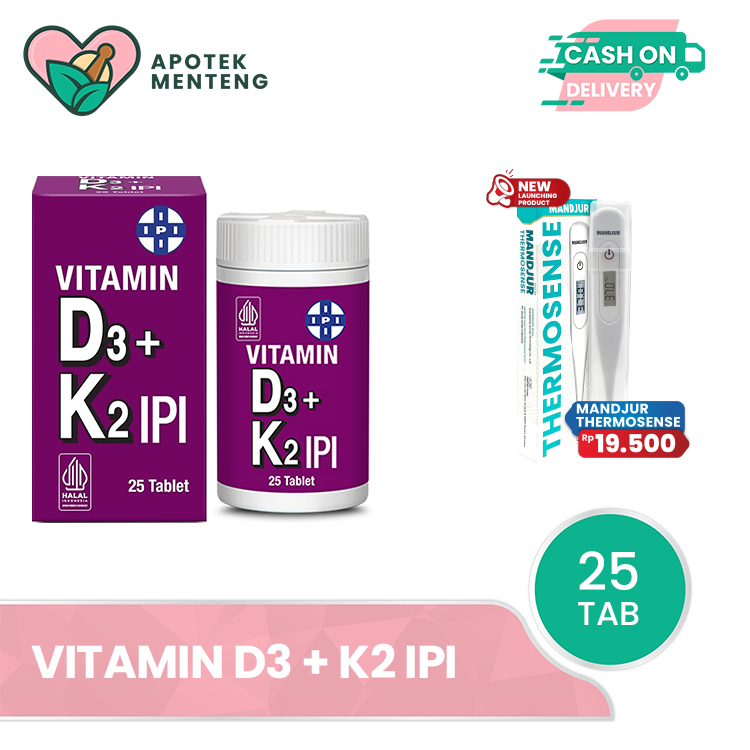 IPI Vitamin D3 + K2 25 Tablet - Suplemen Vitamin D3 dan K2