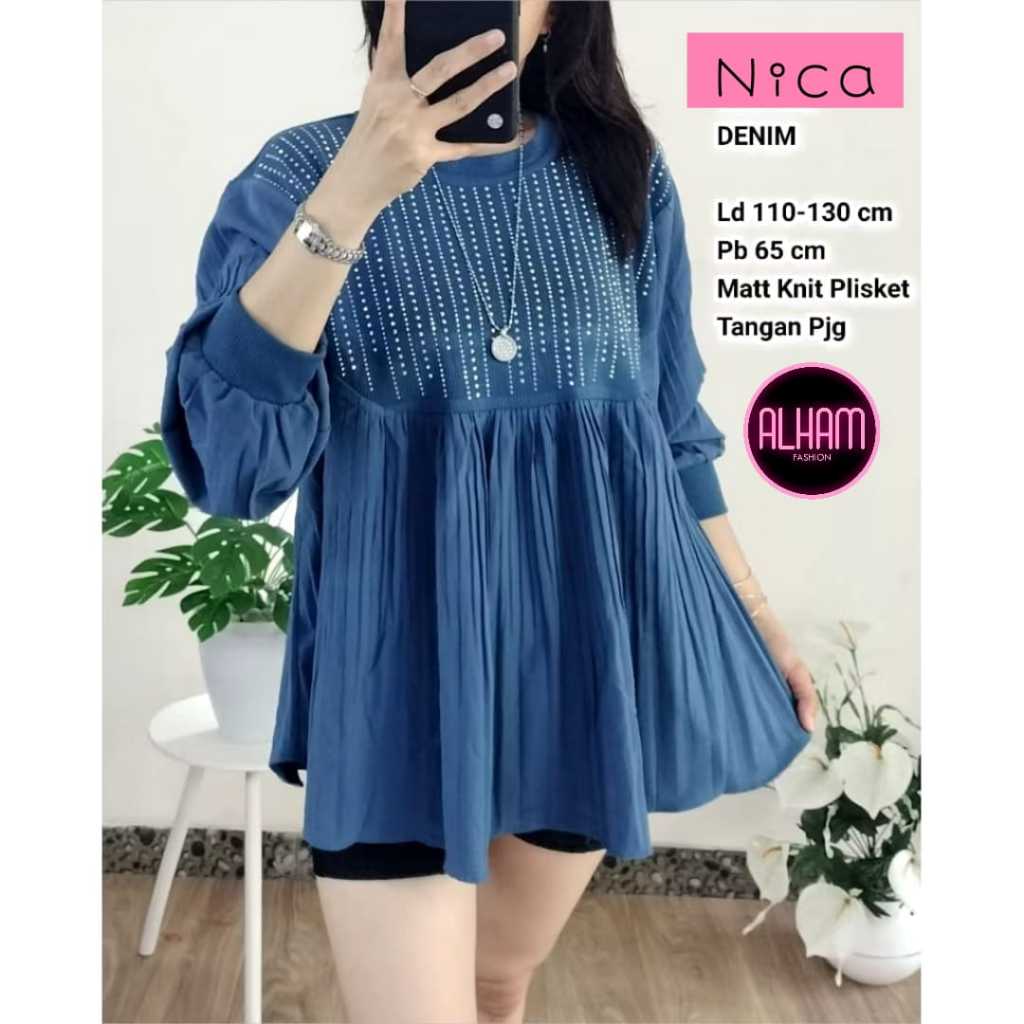 BLOUSE PLISKET WANITA LD 110 MOTIF TERBARU PAKAIAN WANITA BAJU ATASAN