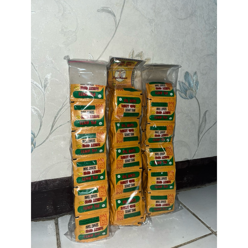 

Obat Herbal Pil Anti Sakit gigi(Pak Tani) 1 slop isi 5 Hanger