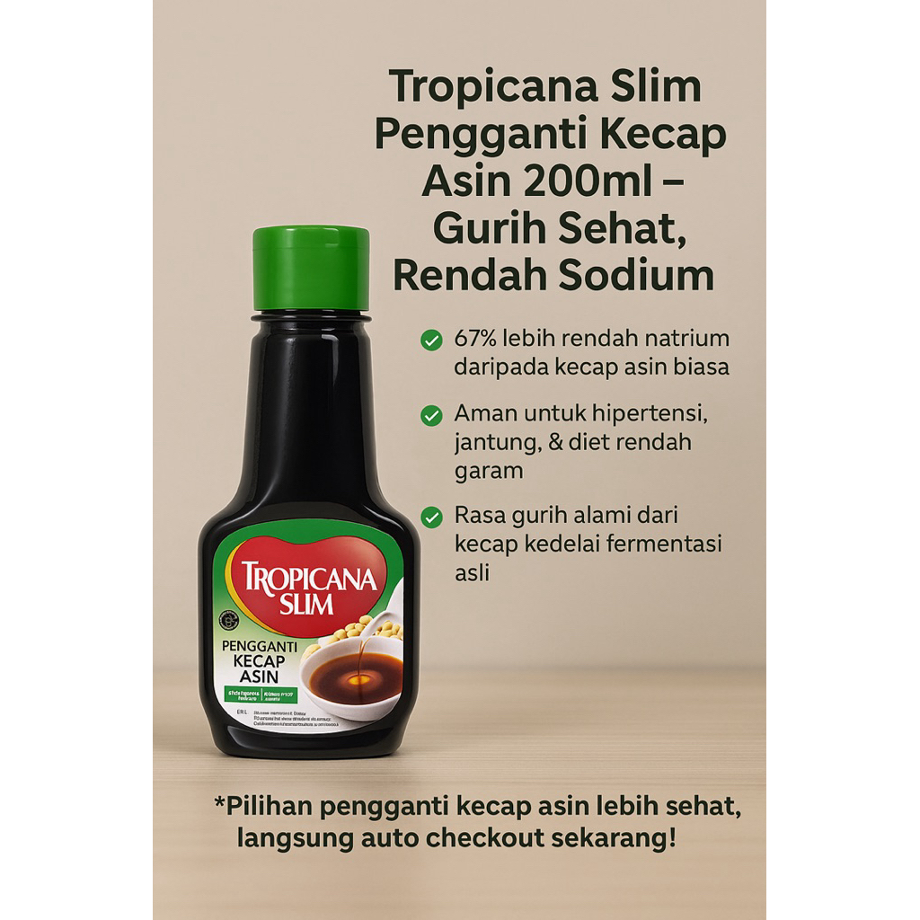 

Tropicana Slim Pengganti Kecap Asin 200ml – Rendah Garam, Tetap Gurih