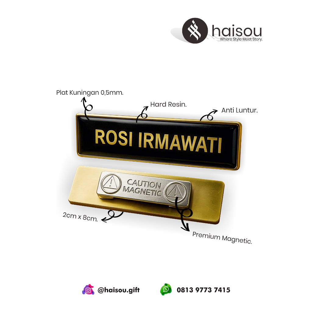 

Nametag Papan Nama Kuningan Magnet TERMURAH