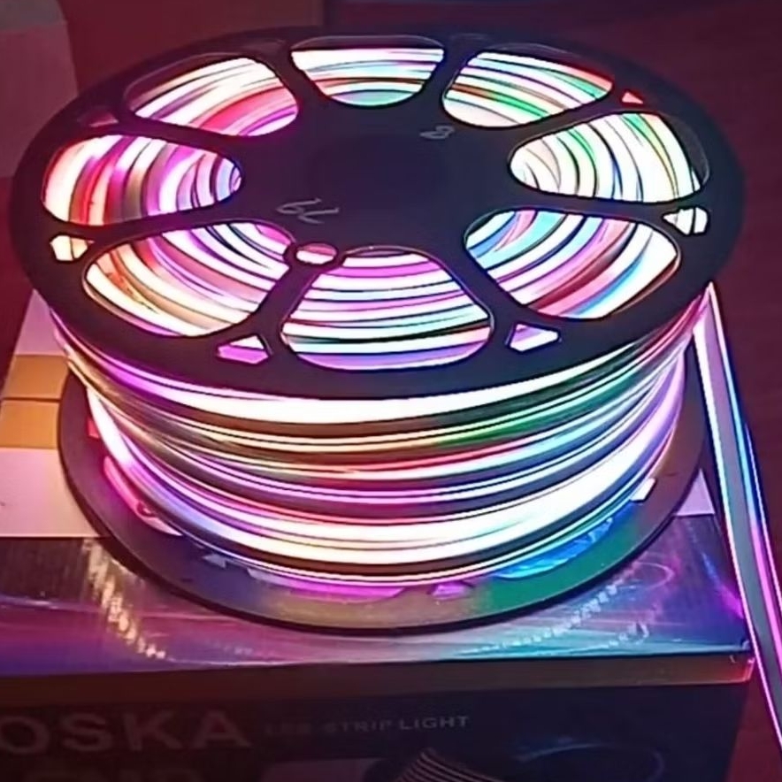 Lampu Neon Flex Running RGB 220V Outdoor 50M