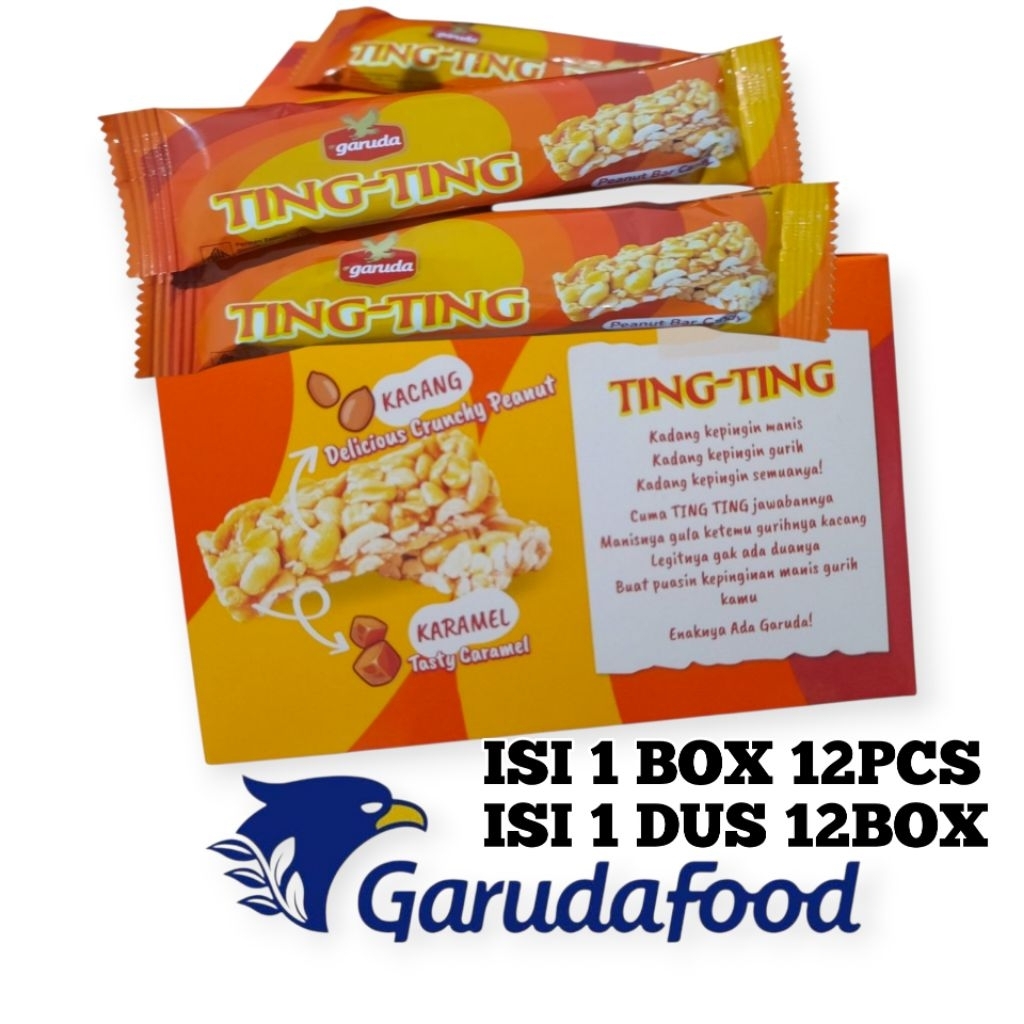 

DAPAT 1 DUS ISI 12 BOX GARUDA TING TING PEANUT BAR CANDY